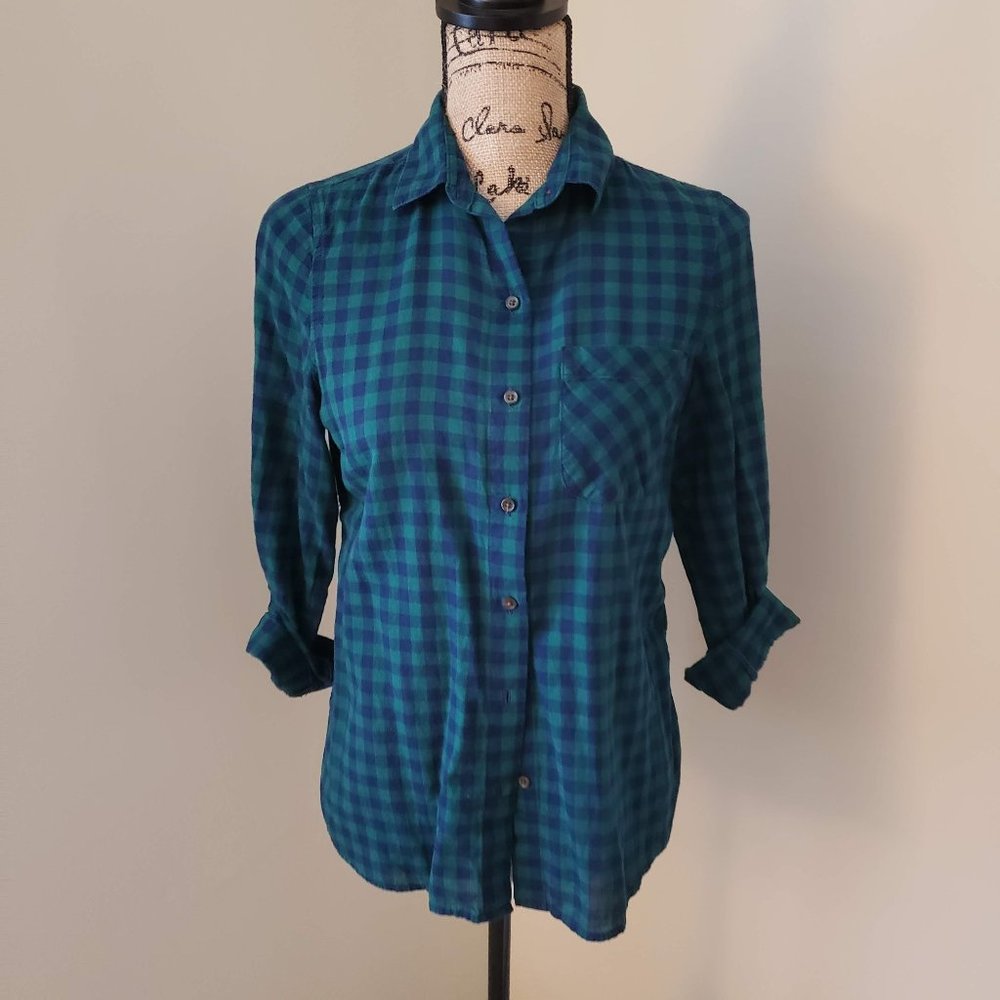 Blue-Green Checkered Top